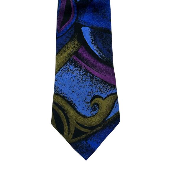 Blue, Green, and Purple Abstract Tie - Picture 4 of 5